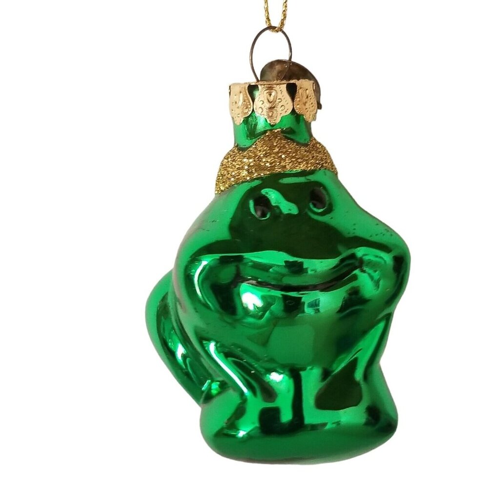 Frog Christmas Ornament Hand Blown Glass Green Thomas Pacconi Classics 2003 Xmas